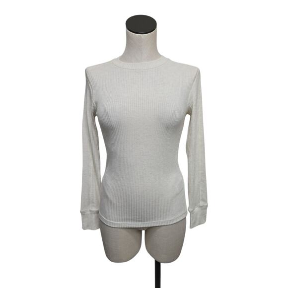 NWT Madewell Womens Ribbed‎ Crewneck Long-Sleeve Tee Ivory Size Small NT761 - Picture 1 of 9